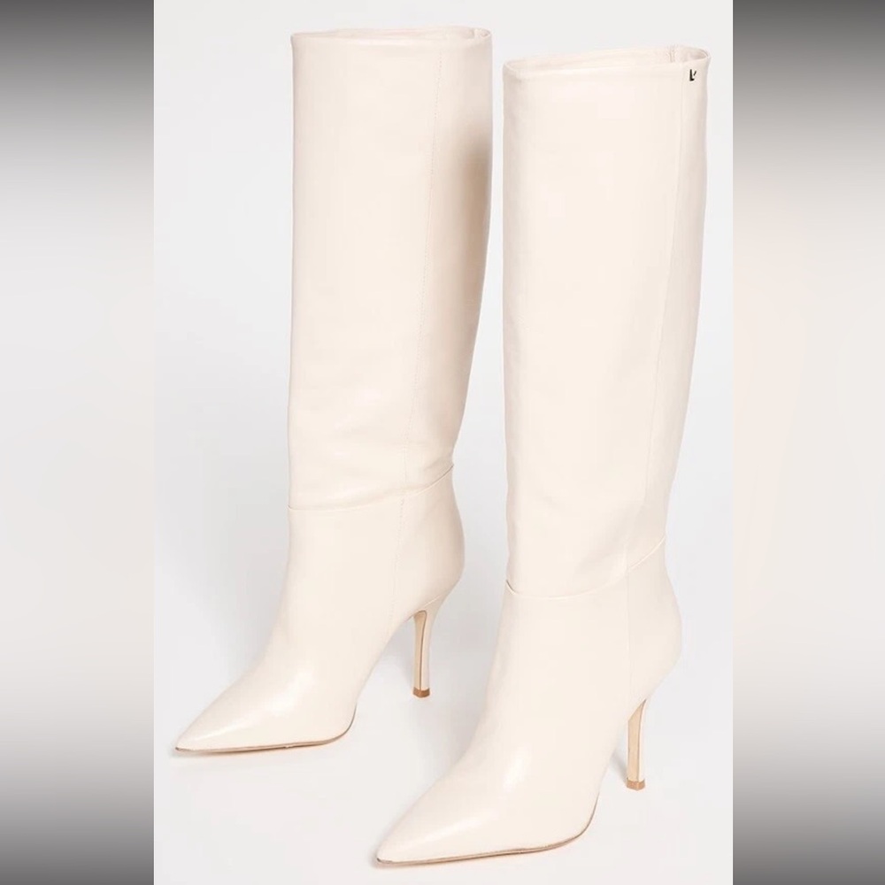 Larroude The Kate Ivory Heeled Knee-High Boots